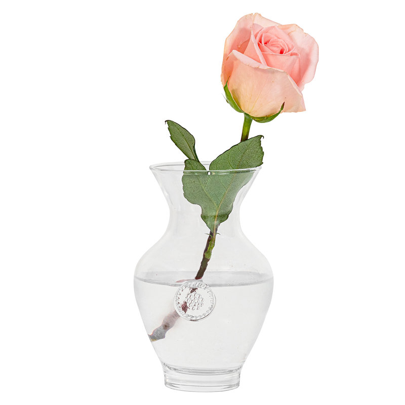Clear Embossed Glass Mouth-Blown Decorative Table Vase