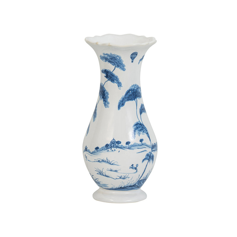 Handmade Blue and White Ceramic Scallop Table Vase