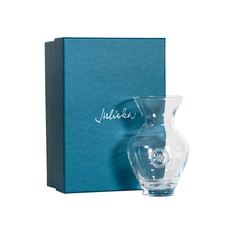 Clear Embossed Glass Mouth-Blown Decorative Table Vase
