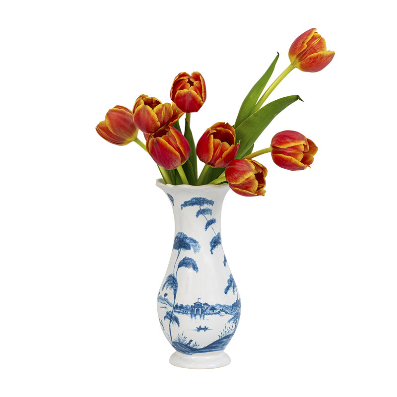 Handmade Blue and White Ceramic Scallop Table Vase