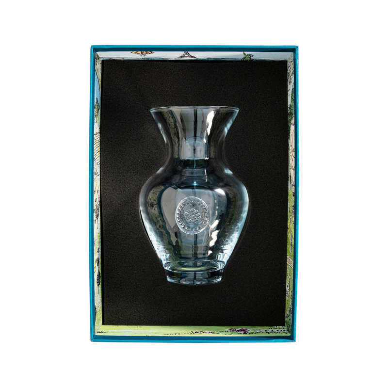 Clear Embossed Glass Mouth-Blown Decorative Table Vase