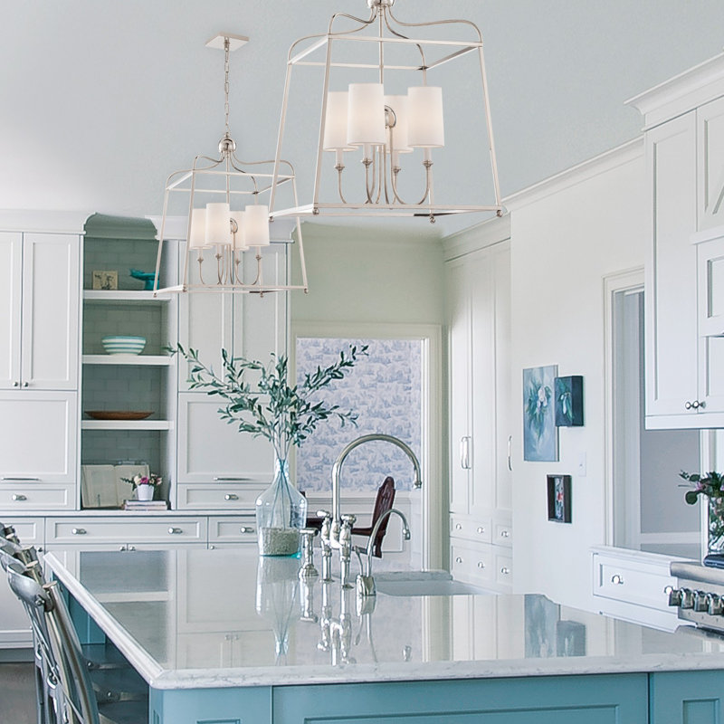 Elegant Sylvan Polished Nickel & Crystal 4-Light Chandelier