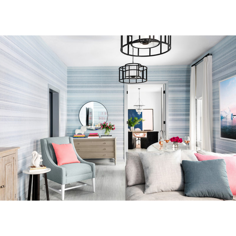 Sleek Matte Black and White Silk Drum Chandelier with 5 Lights