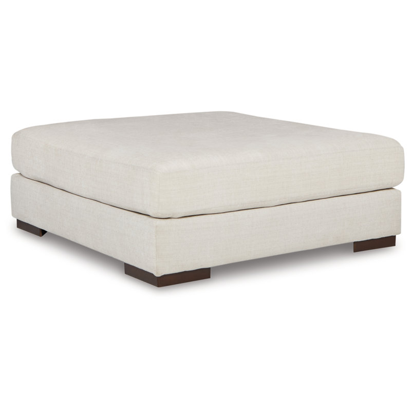 Beige Polyester 51" Wide Square Cocktail Ottoman