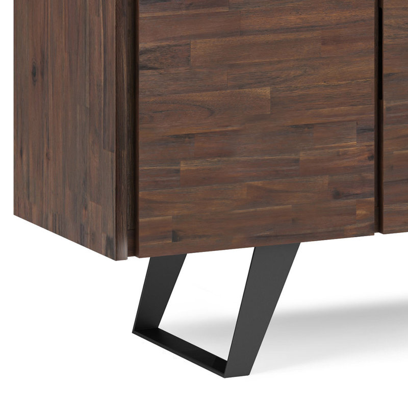 Lowry 66'' Distressed Charcoal Solid Acacia & Metal Sideboard