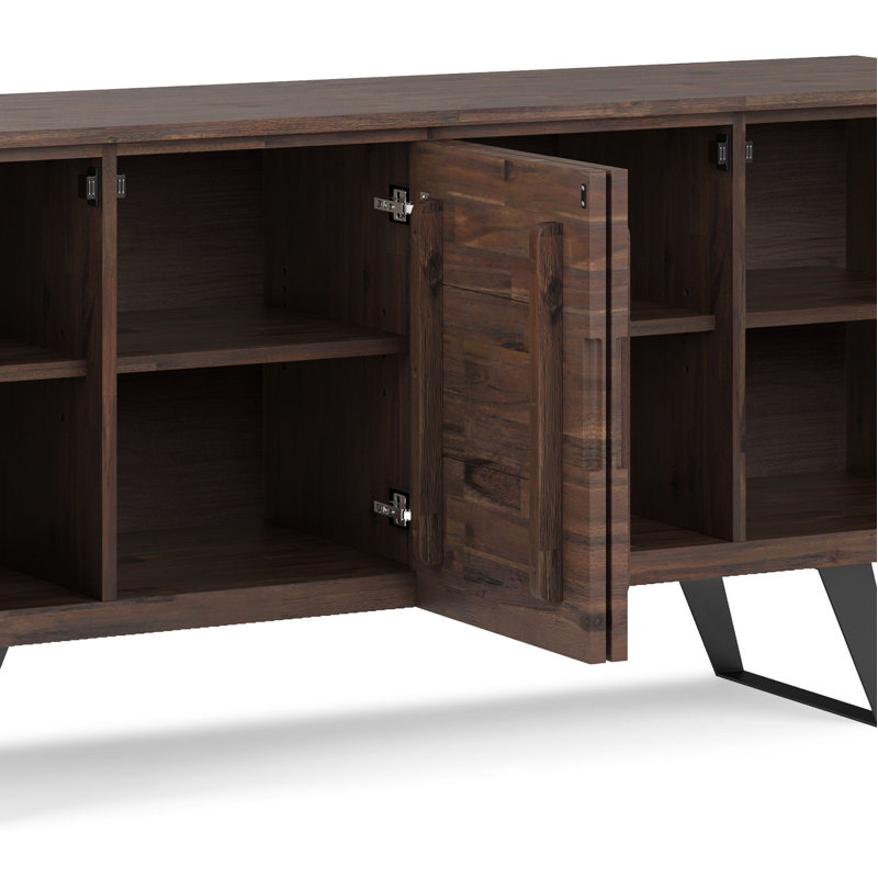 Lowry 66'' Distressed Charcoal Solid Acacia & Metal Sideboard