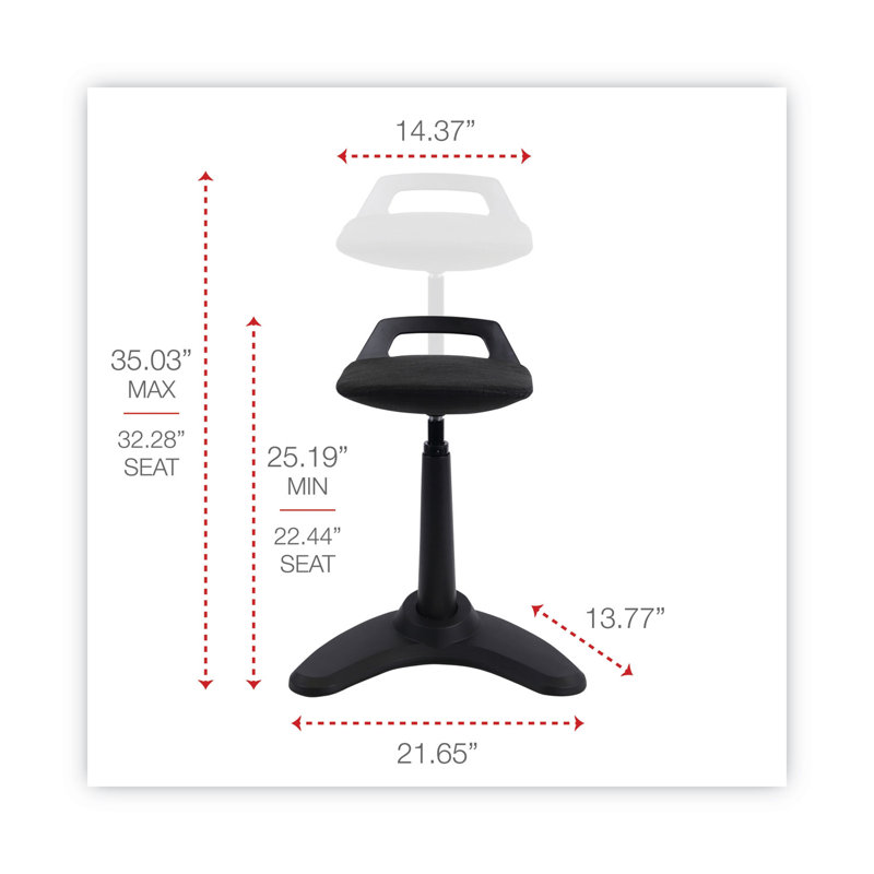 Adaptive Ergo Black Sit-to-Stand Perch Stool with Auto-Return Swivel
