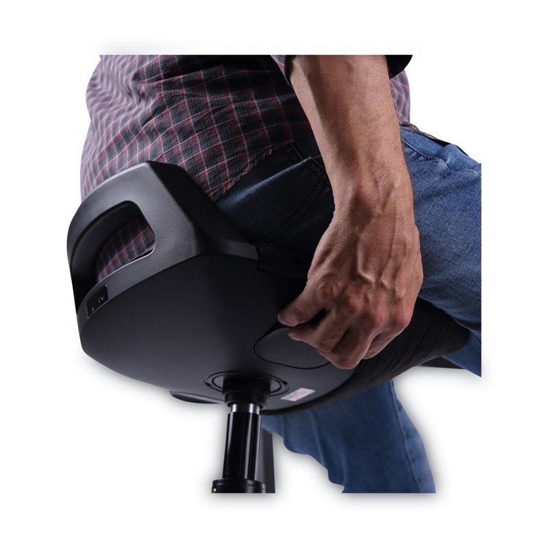 Adaptive Ergo Black Sit-to-Stand Perch Stool with Auto-Return Swivel