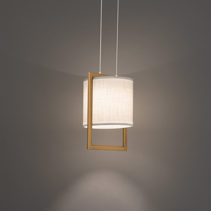 Aged Brass Mini Drum LED Pendant Light