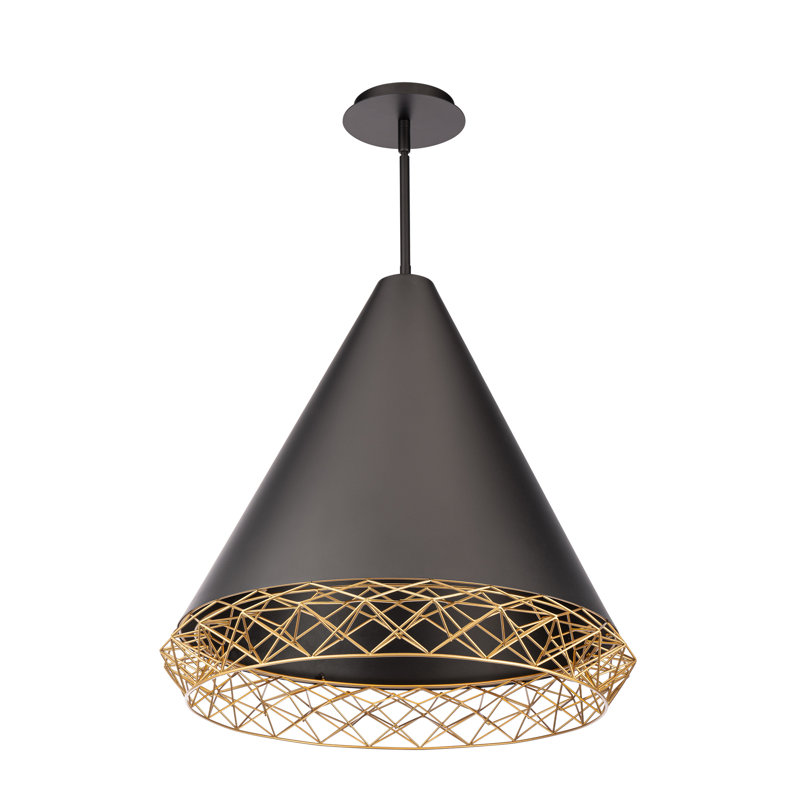 Modern Lacey Black Gold LED Geometric Pendant Light