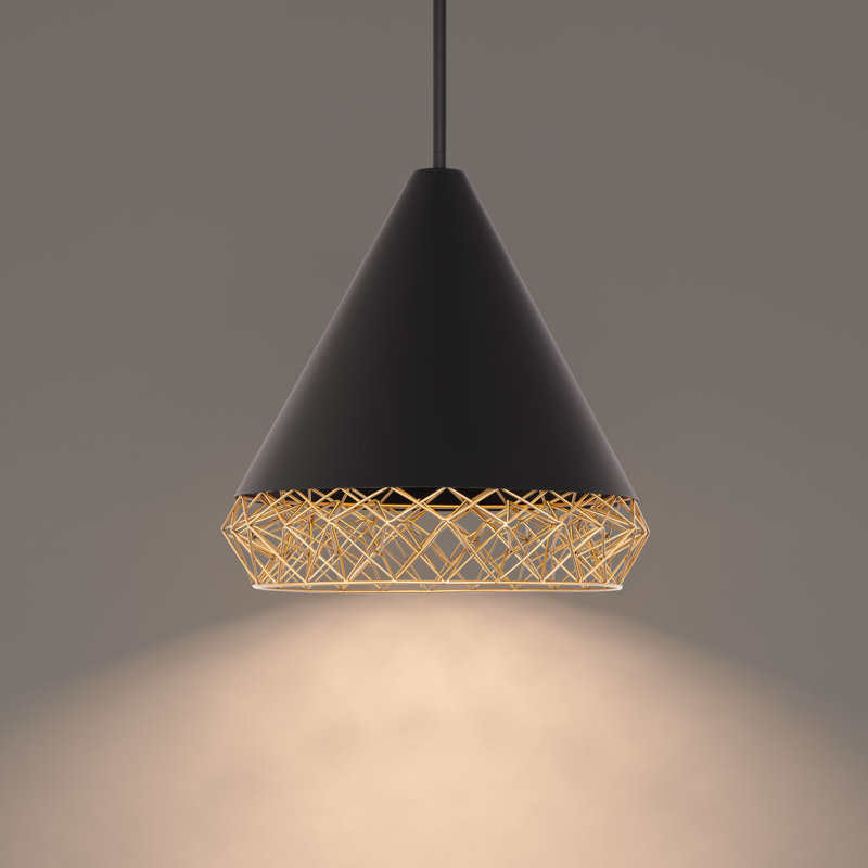 Modern Lacey Black Gold LED Geometric Pendant Light