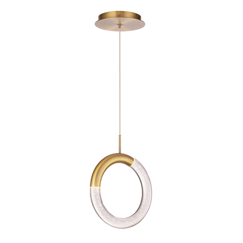 Circle Harmony Aged Brass LED Pendant with Acrylic Shade
