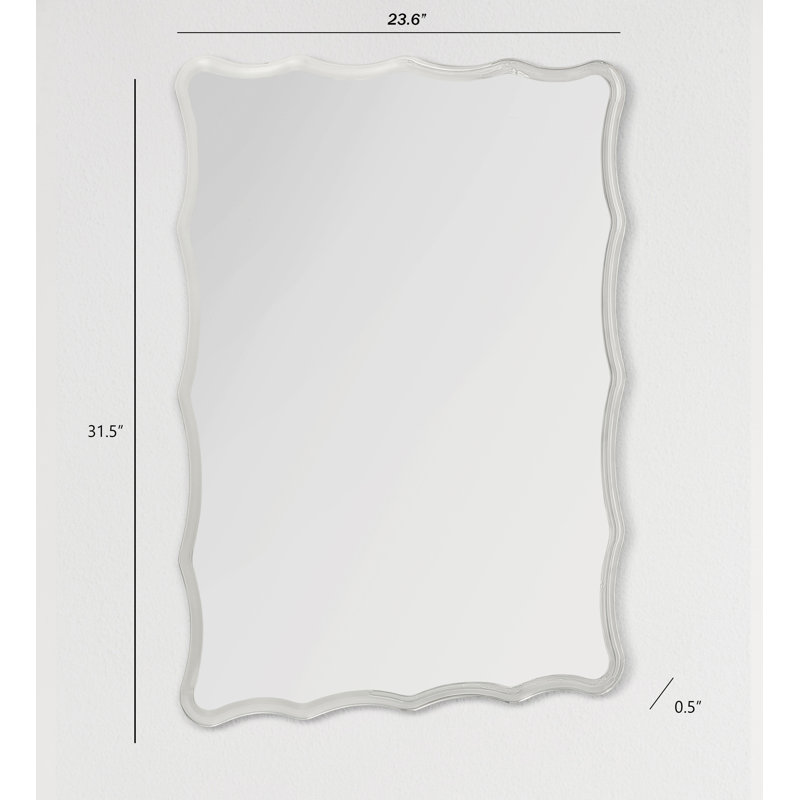 Contour Scalloped Beveled Frameless Wall Mirror 30" x 22"