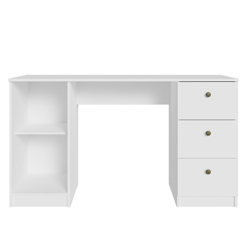Sleek 53" White Executive Gaming Desk with Filing Cabinet