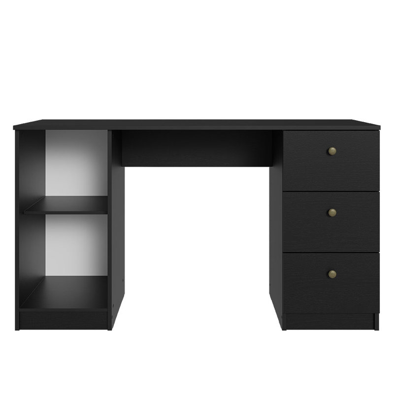 Sleek 53" Black Engineered Wood Gaming Desk with Filing Cabinet