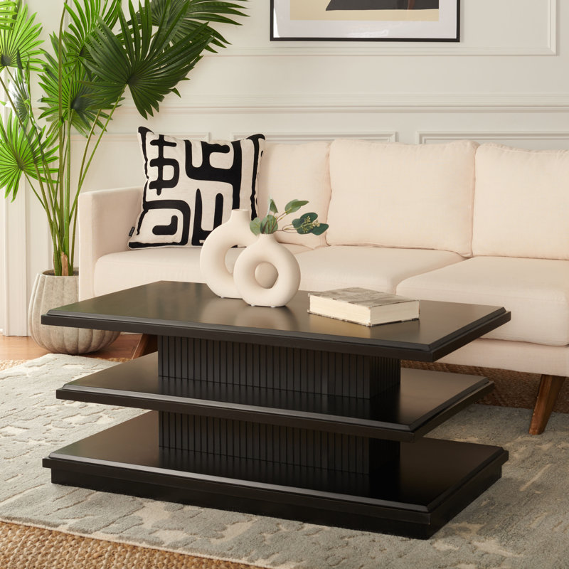 Black Mahogany Three-Tiered Storage Coffee Table