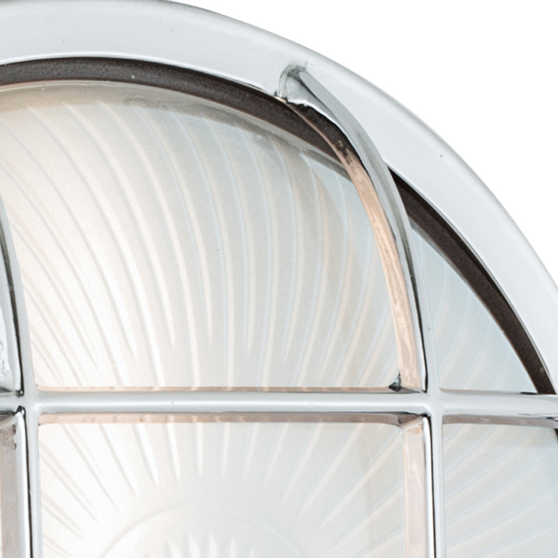 Mariner Chrome Finish 1-Light Outdoor Wall Mount with Frosted Glass