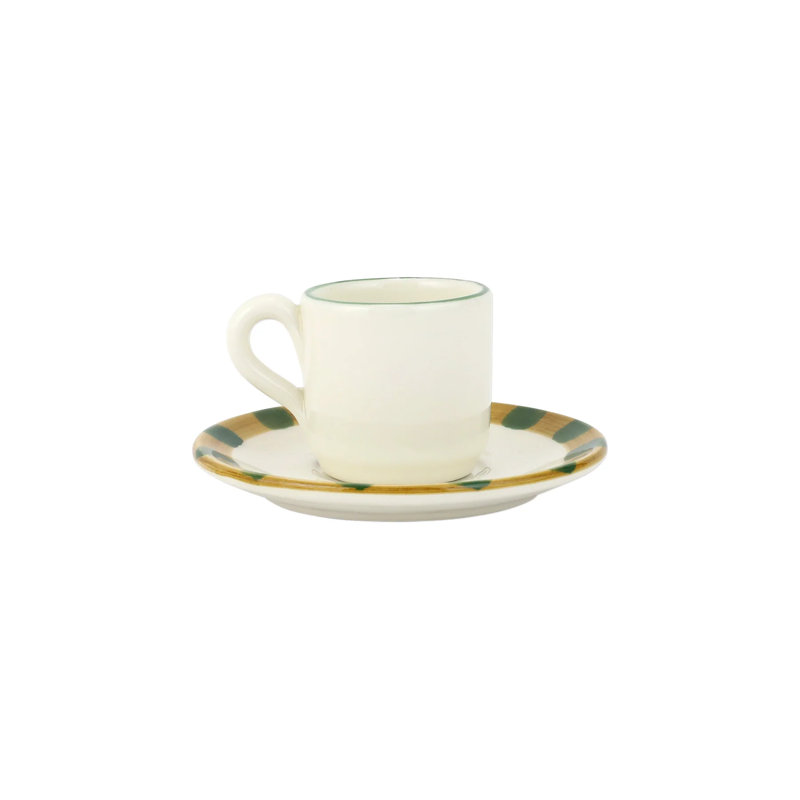 Handmade Ceramic Holiday Espresso Cups with Saucers, Set of 4
