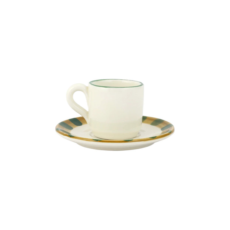 Handmade Ceramic Holiday Espresso Cups with Saucers, Set of 4