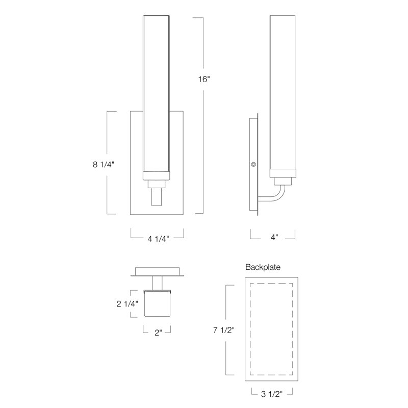 Tetris 16" Chrome LED Dimmable Wall Sconce with Glass Diffuser
