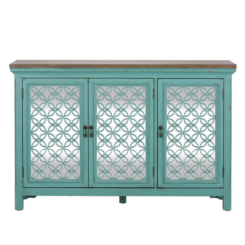 Del Transitional 56'' Green and Blue Freestanding Sideboard with Adjustable Shelving