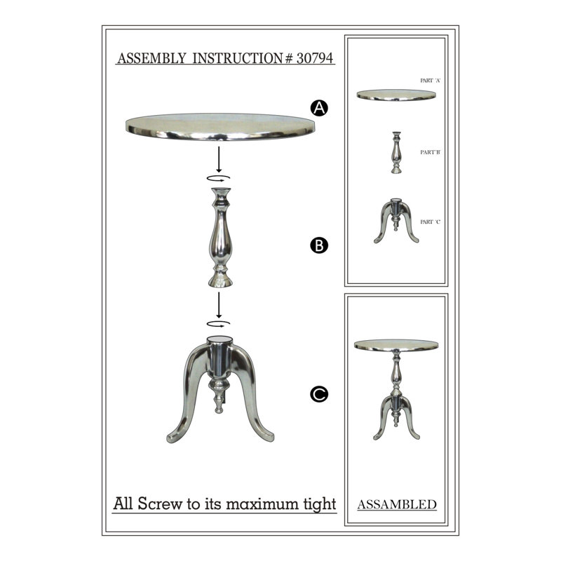 Elegant Silver Aluminum Round Pedestal Accent Table - 18" x 22"