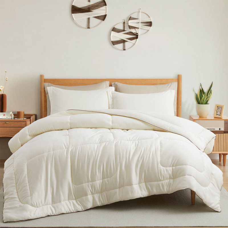 Cream Full Satin Down Alternative Comforter Set