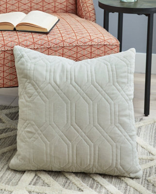 20'' Off-White Velvet Geometric Throw Pillow