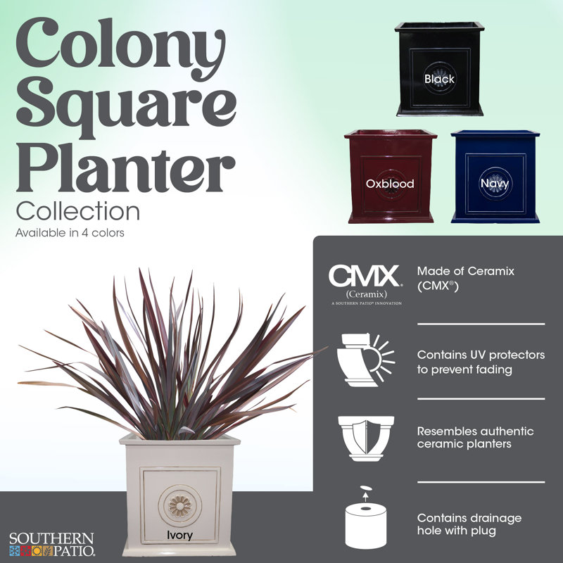 Colony Square Sleek Ivory Planter for Indoor & Outdoor Elegance