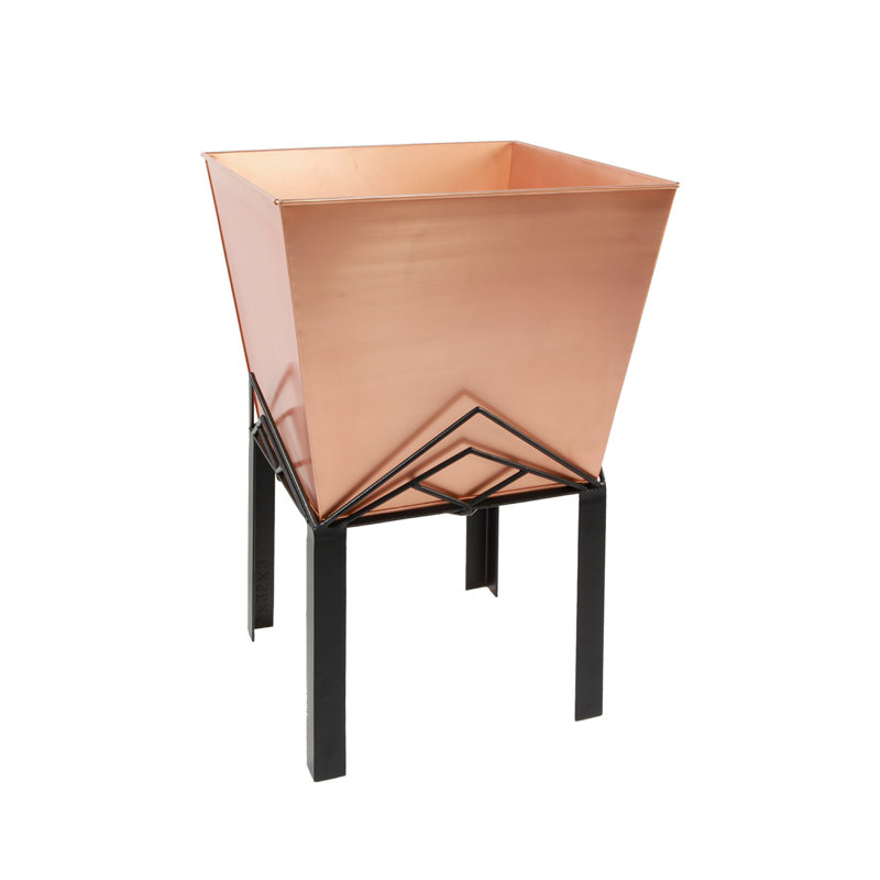 Copper Plated Geometric Metal Planter with Stand