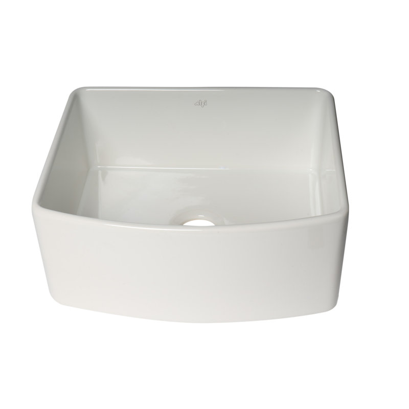 24'' White Fireclay Farmhouse Drop-In Single Bowl Sink