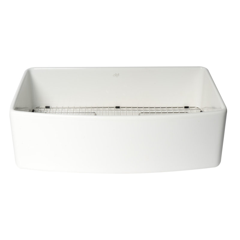 33'' White Fireclay Single Bowl Farmhouse Kitchen Sink