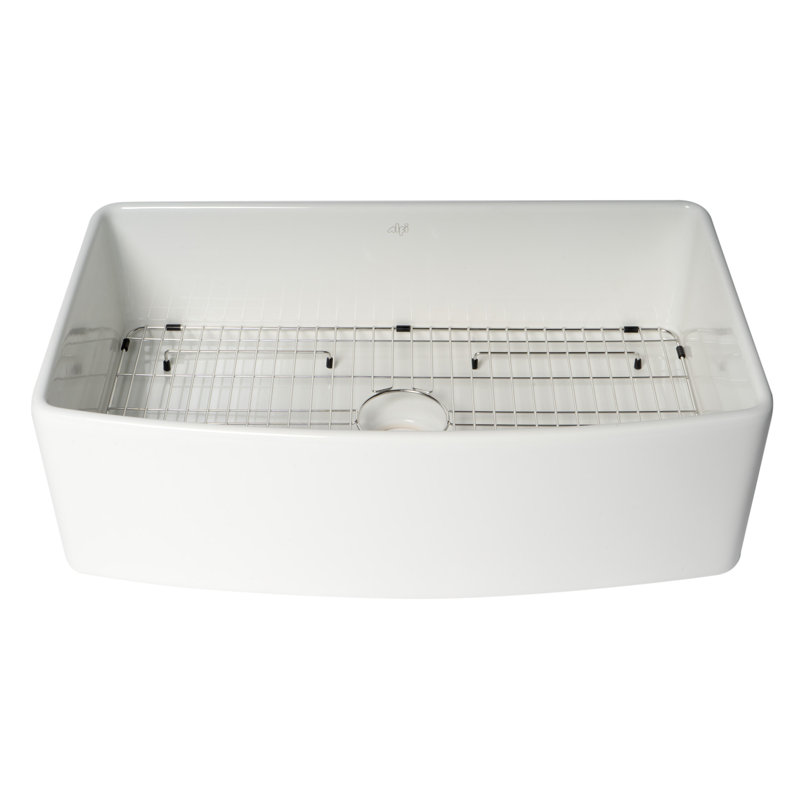 33'' White Fireclay Single Bowl Farmhouse Kitchen Sink