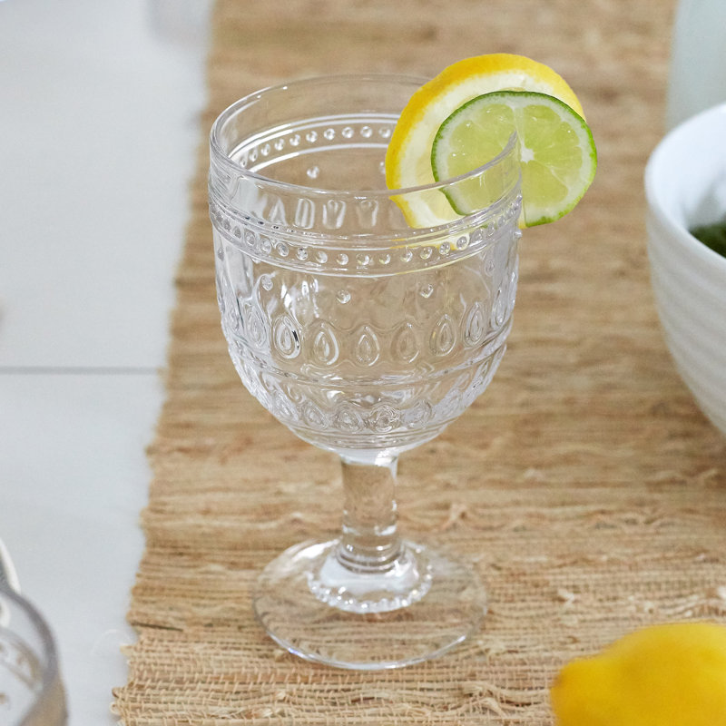 Fez Clear Glass 12oz Wine Goblet Set of 4