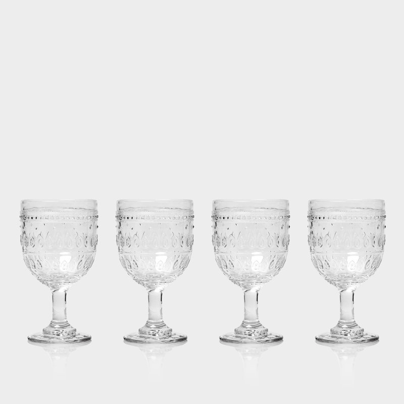 Fez Clear Glass 12oz Wine Goblet Set of 4