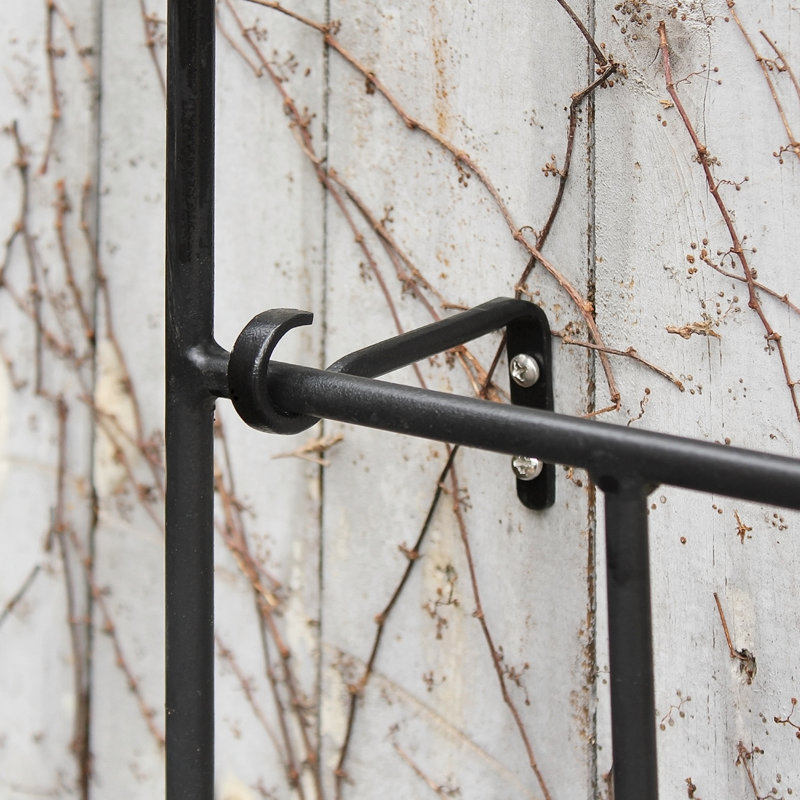 Black Powder Coated Wrought Iron Trellis Wall Brackets Set of 4