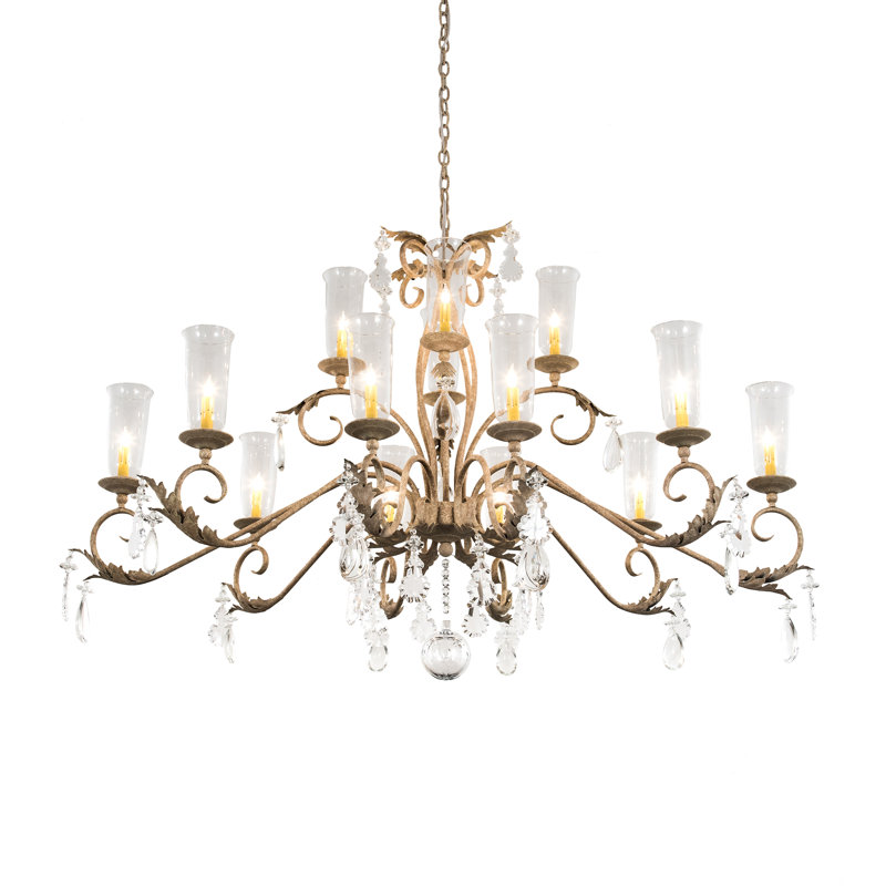 Windsor 14-Light Tuscan Ivory Empire Chandelier with Glass Shades