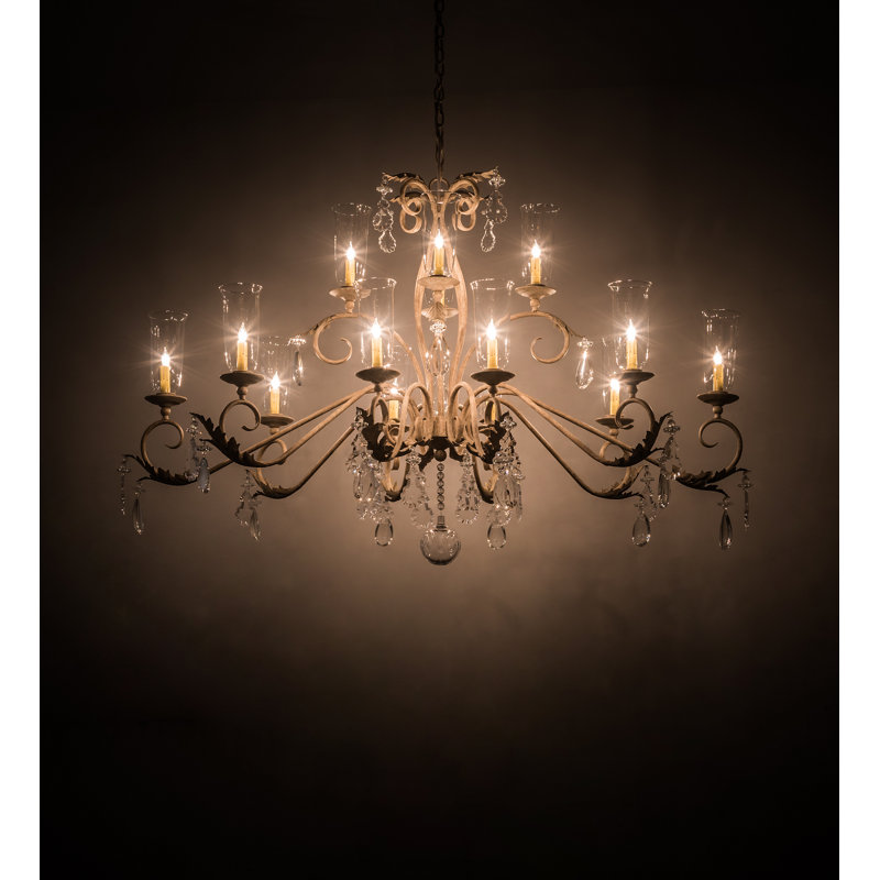 Windsor 14-Light Tuscan Ivory Empire Chandelier with Glass Shades