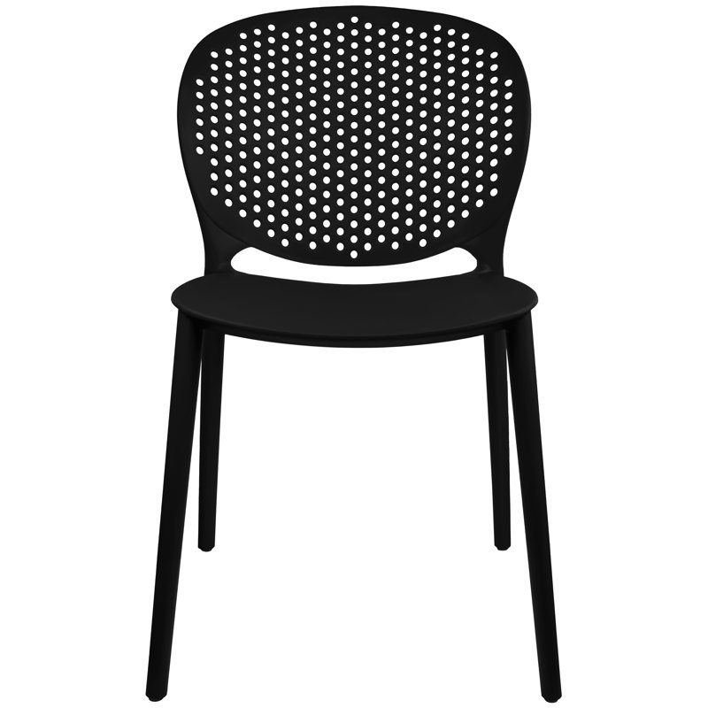 Set of 2 Black Plastic Armless Stacking Dining Chairs
