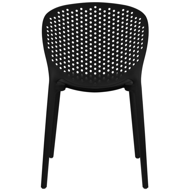 Set of 2 Black Plastic Armless Stacking Dining Chairs