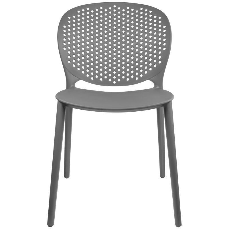 Gray Stackable Armless Outdoor Dining Side Chair