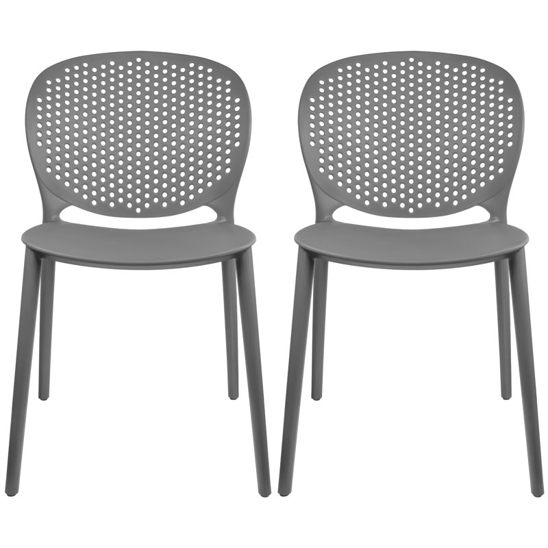 Gray Stackable Armless Outdoor Dining Side Chair