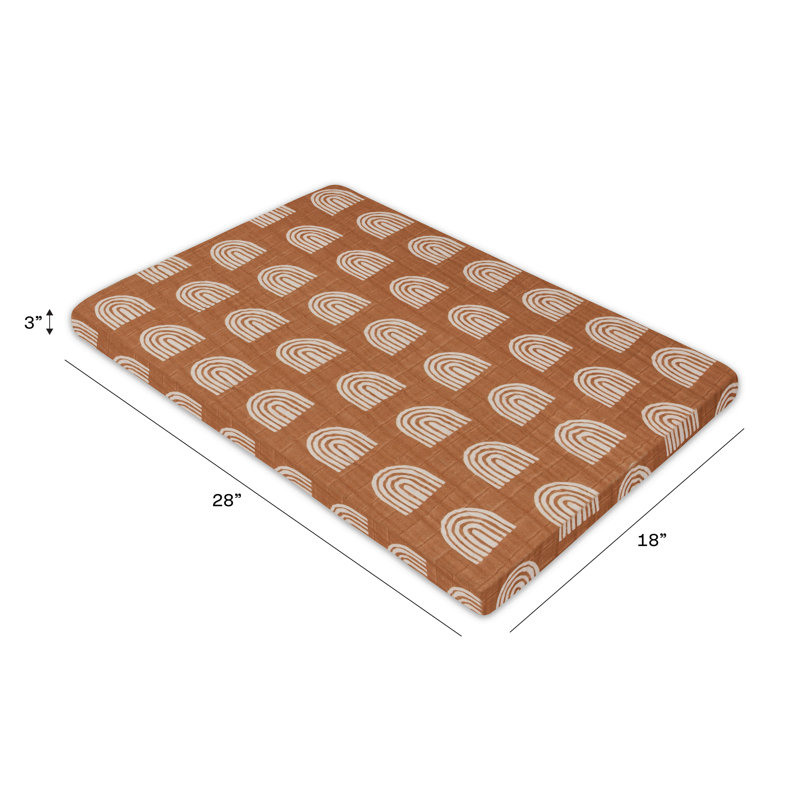 Terracotta Rainbow Organic Cotton Geometric Bassinet Sheet