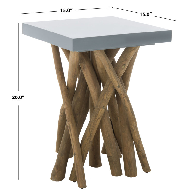 Hartwick Transitional Square Gray Teak Branch Side Table