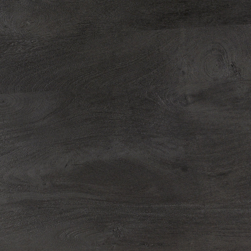 Jet Black Round Solid Wood Coffee Table with Slatted Base