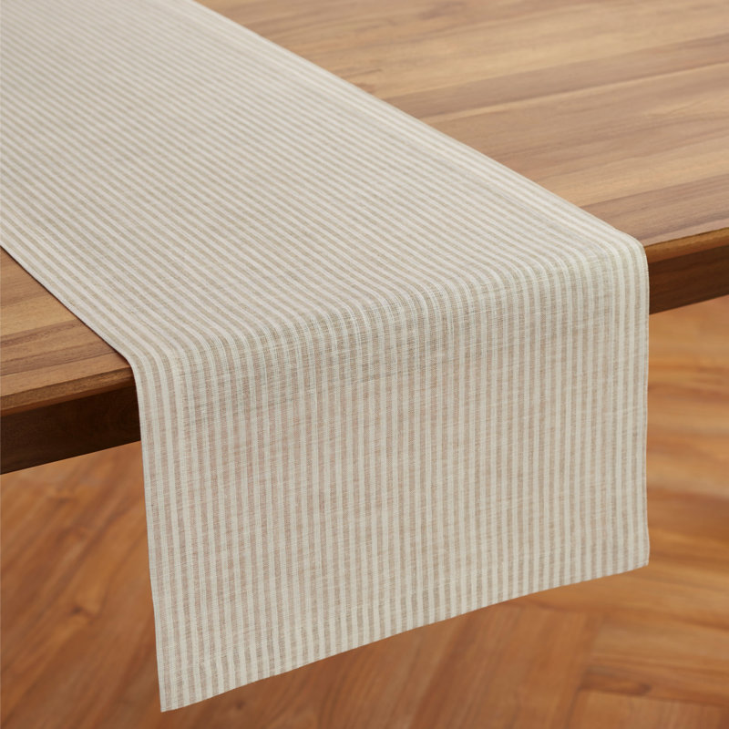 Natural White Linen Rectangle Table Runner 48" x 14"