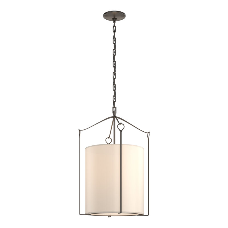 Oil Rubbed Bronze Drum Pendant with Natural Anna Shade