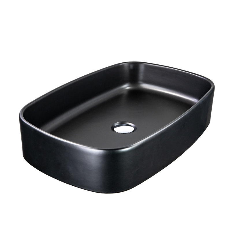 Matte Black Ceramic Rectangular Vessel Bathroom Sink