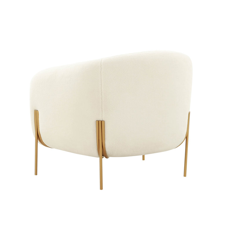 Cream Shearling Velvet Accent Chair with Manufactured Wood Frame