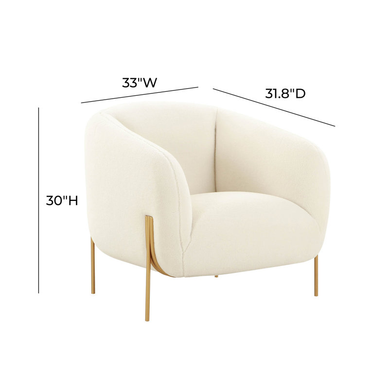 Cream Shearling Velvet Accent Chair with Manufactured Wood Frame